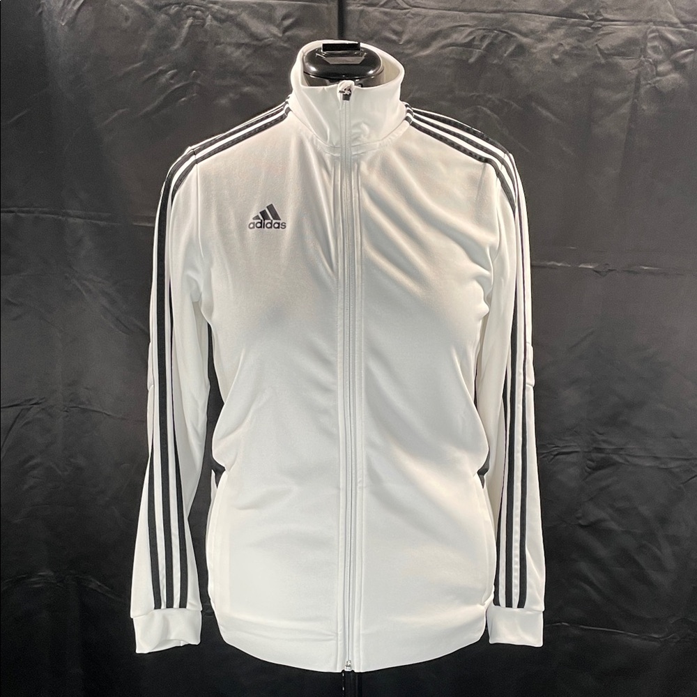 adidas White Track Suit Jacket with Black Accents